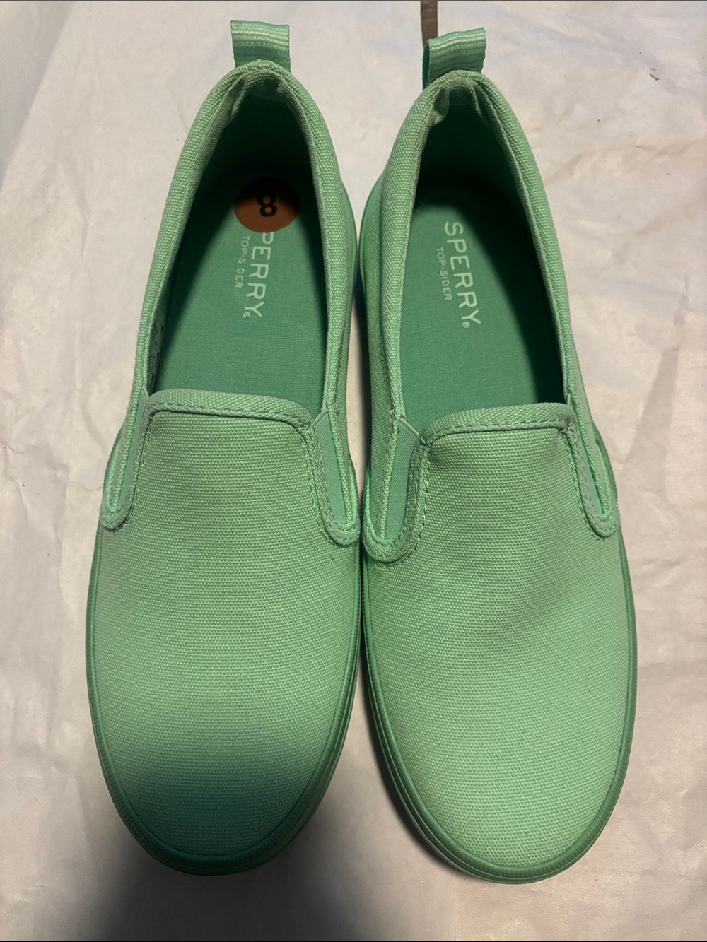Sperry Women's Seafoam Green Canvas Slip-On Moccasins